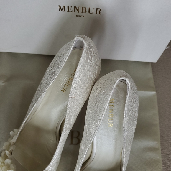 Menbur Novia REA Women's Ivory Heels Wedding Bridal Floral Lace Size 9 - Picture 15 of 17